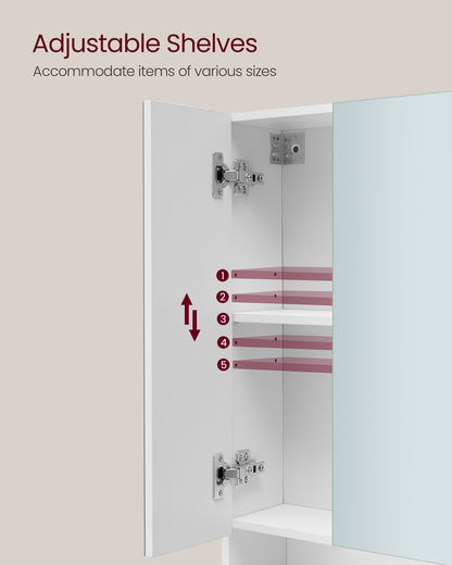 70 cm Wide Bathroom Mirror Cabinet with Shelves Cloud White - image 6