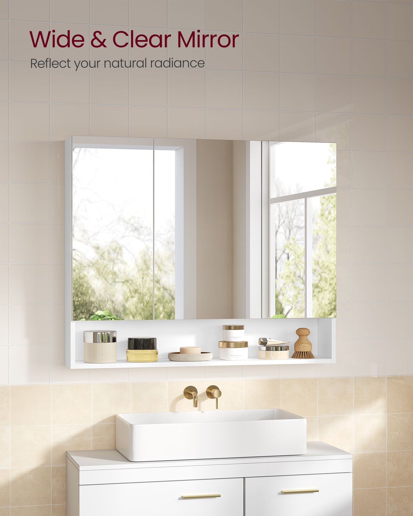 35.4" Wide Bathroom Mirror with Storage