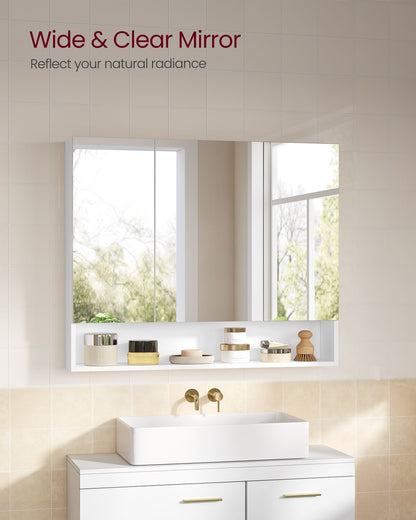 35.4" Wide Bathroom Mirror with Storage