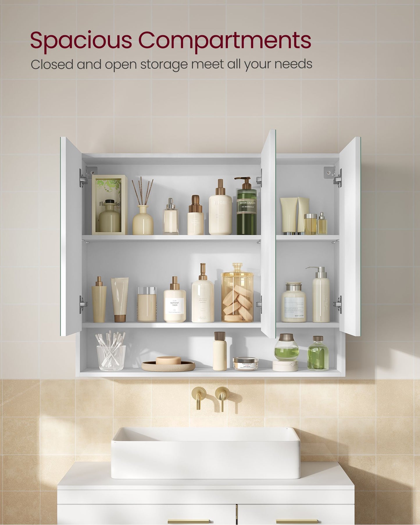 35.4" Wide Bathroom Mirror with Storage