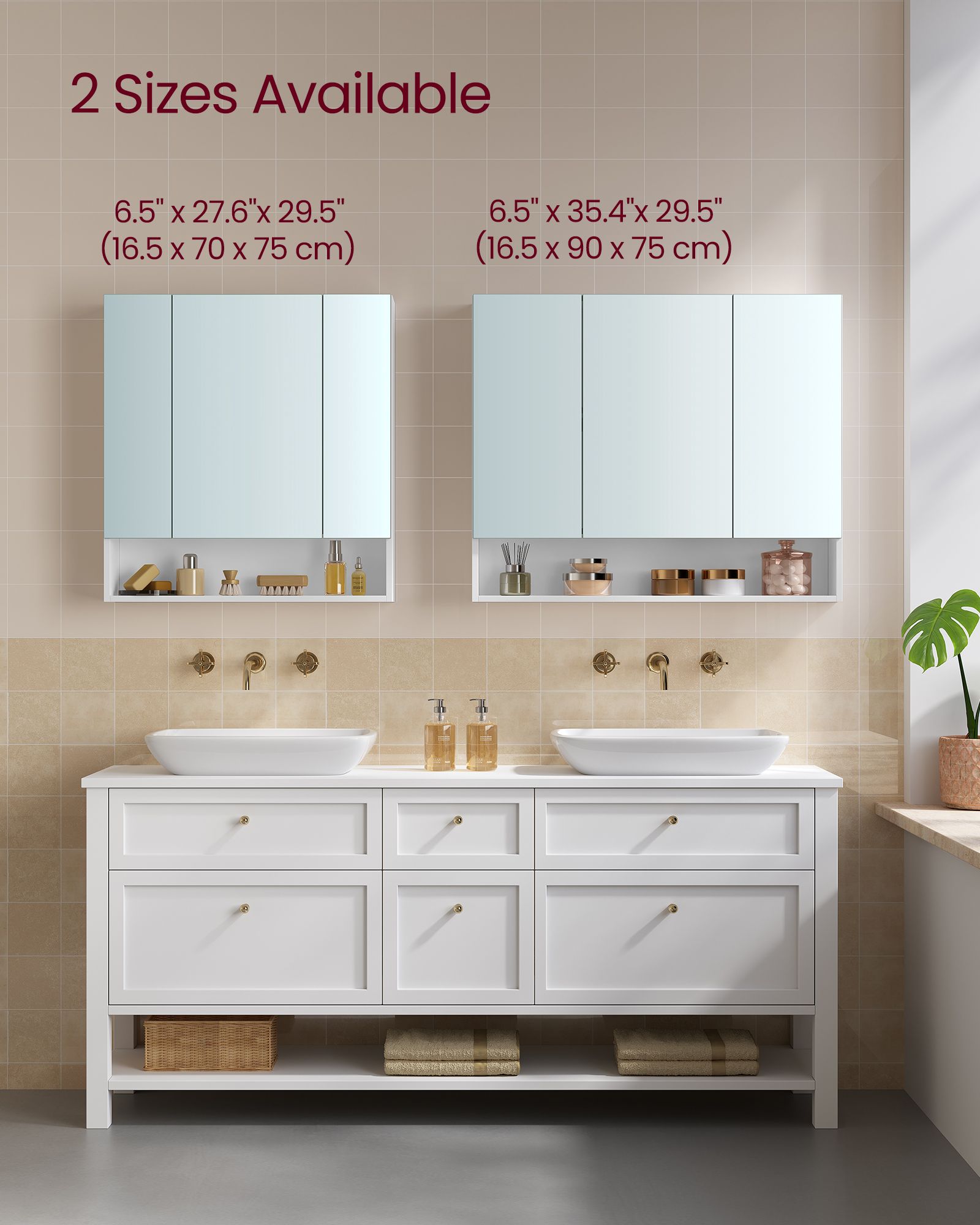 90 cm Wide Bathroom Mirror Cabinet with Shelves Cloud White - image 7