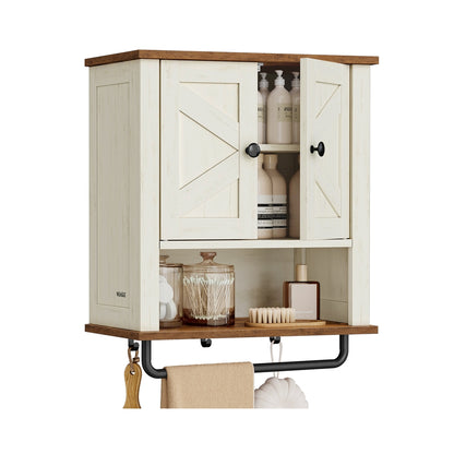 LIRY Collection - Bathroom Wall Cabinet, Farmhouse Wall-Mounted Medicine Storage Cabinet with 2 Barn Doors