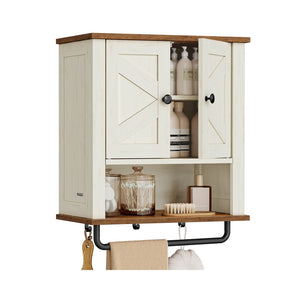 LIRY Collection - Bathroom Wall Cabinet, Farmhouse Wall-Mounted Medicine Storage Cabinet with 2 Barn Doors