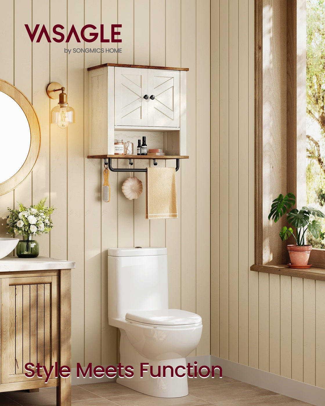 LIRY Collection - Bathroom Wall Cabinet, Farmhouse Wall-Mounted Medicine Storage Cabinet with 2 Barn Doors