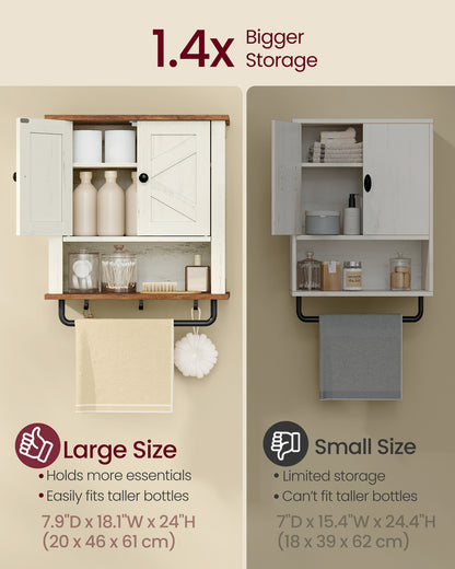 LIRY Collection - Bathroom Wall Cabinet, Farmhouse Wall-Mounted Medicine Storage Cabinet with 2 Barn Doors