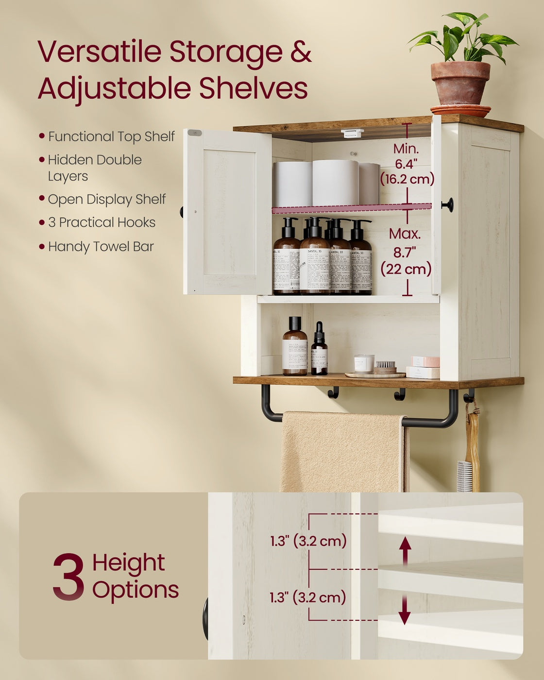 LIRY Collection - Bathroom Wall Cabinet, Farmhouse Wall-Mounted Medicine Storage Cabinet with 2 Barn Doors