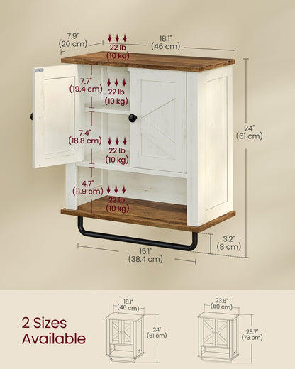 LIRY Collection - Bathroom Wall Cabinet, Farmhouse Wall-Mounted Medicine Storage Cabinet with 2 Barn Doors