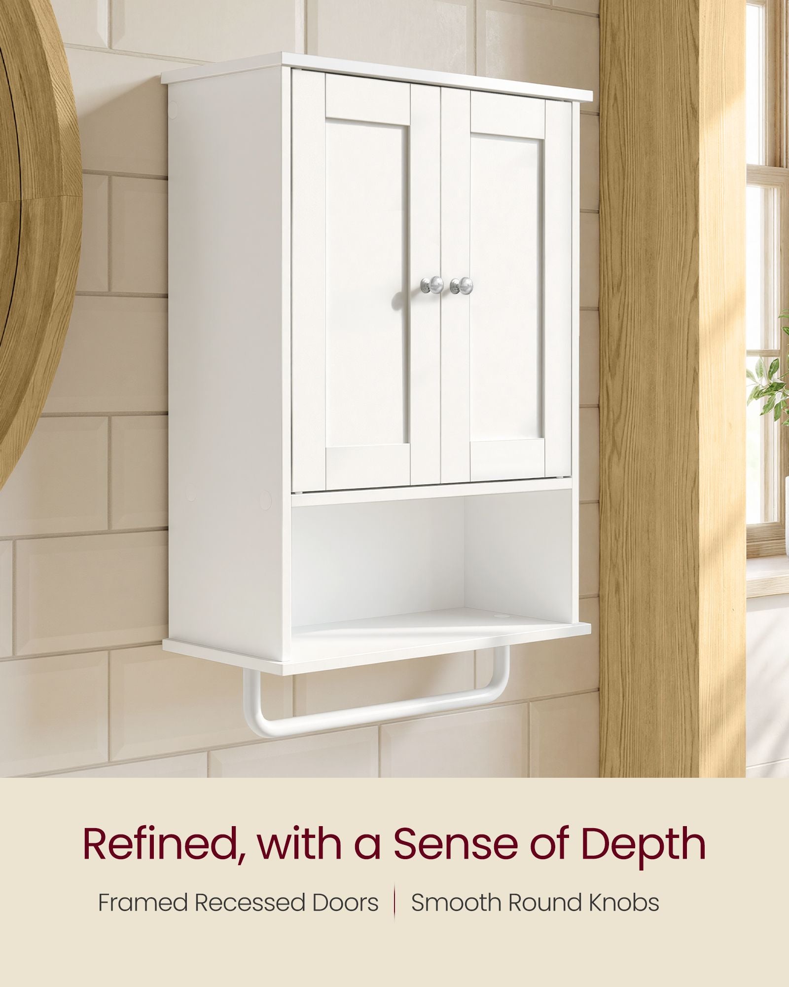 Hanging Bathroom Cabinet with Towel Rod - image 3