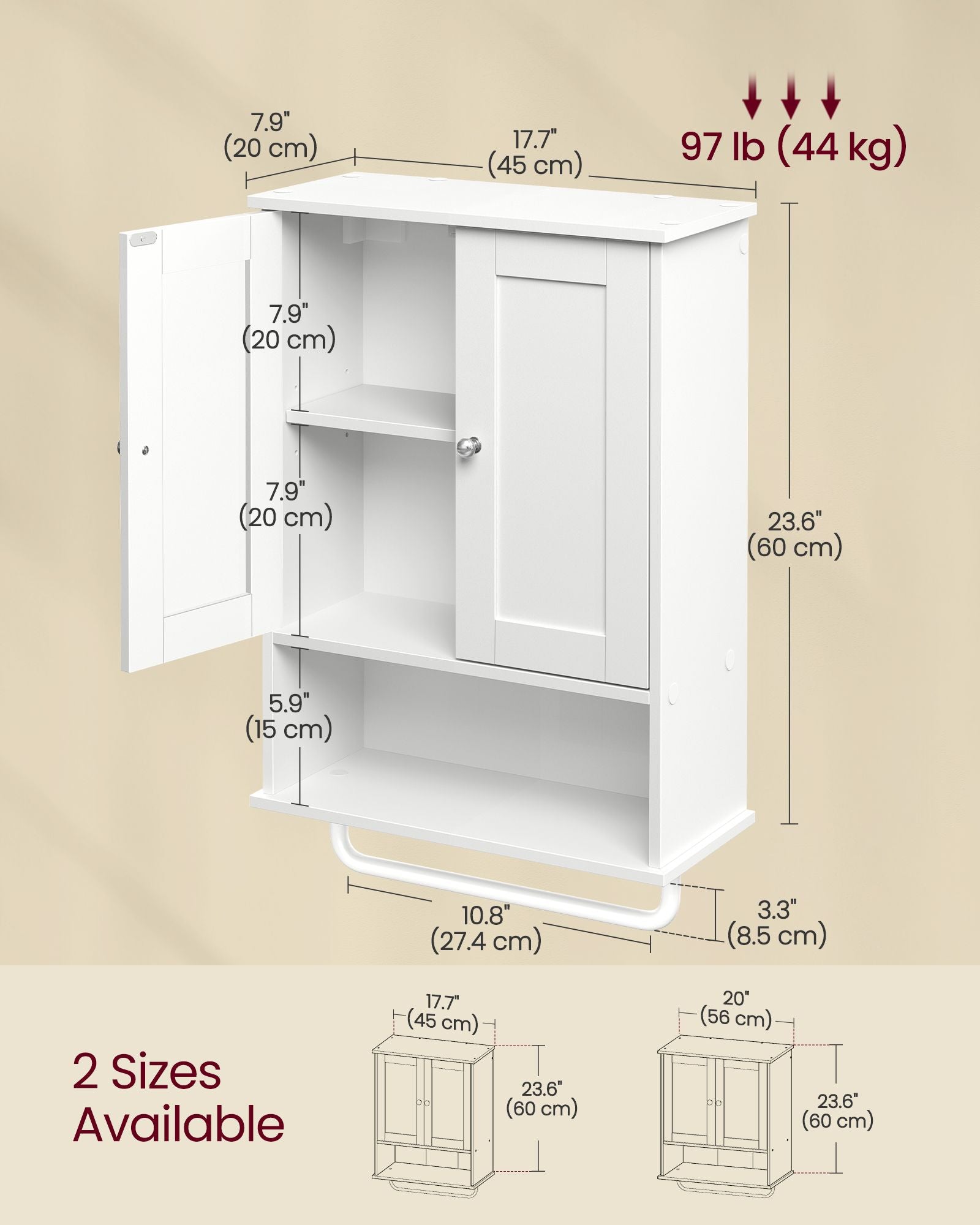 Hanging Bathroom Cabinet with Towel Rod - image 4