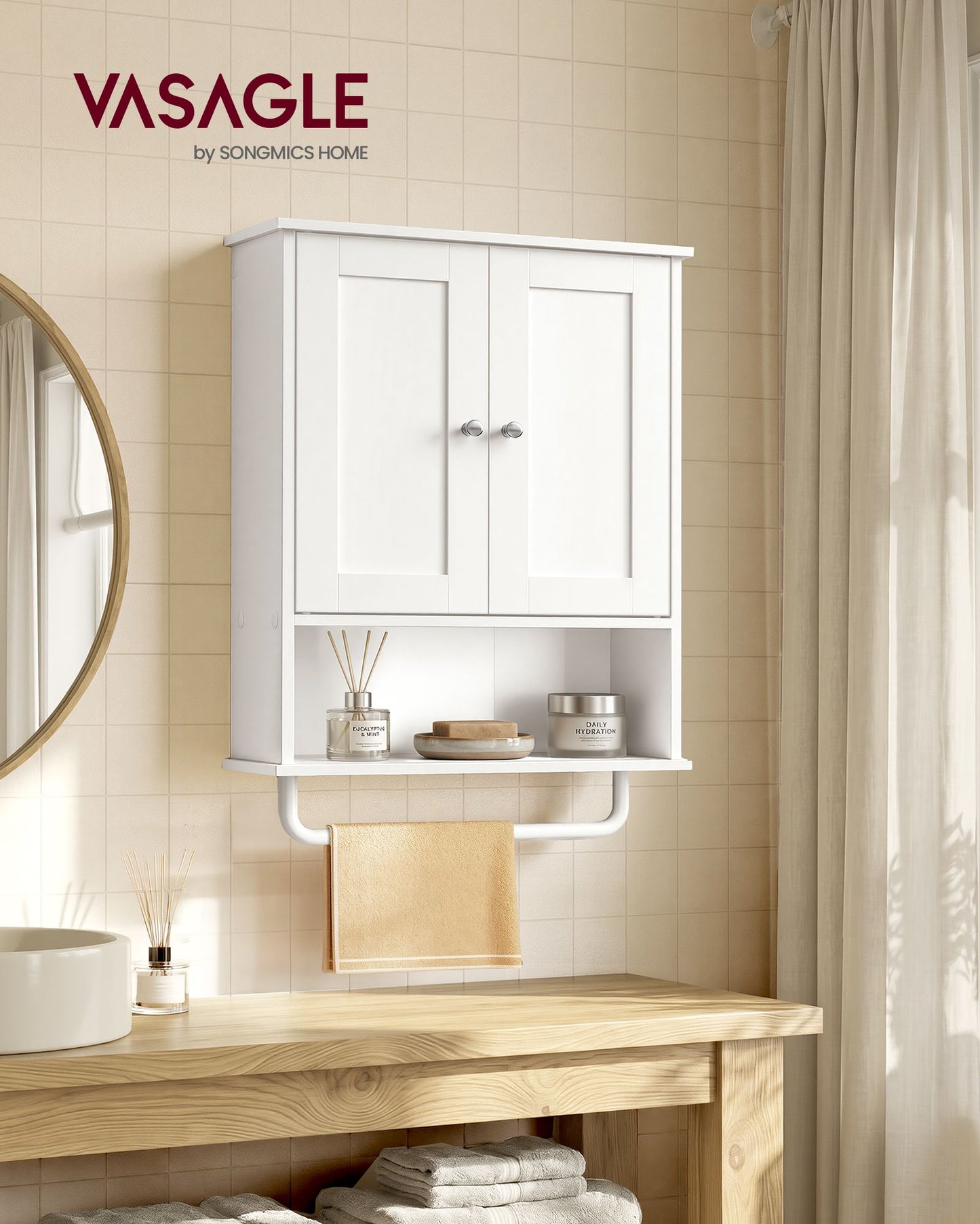 Hanging Bathroom Cabinet with Towel Rod - image 2