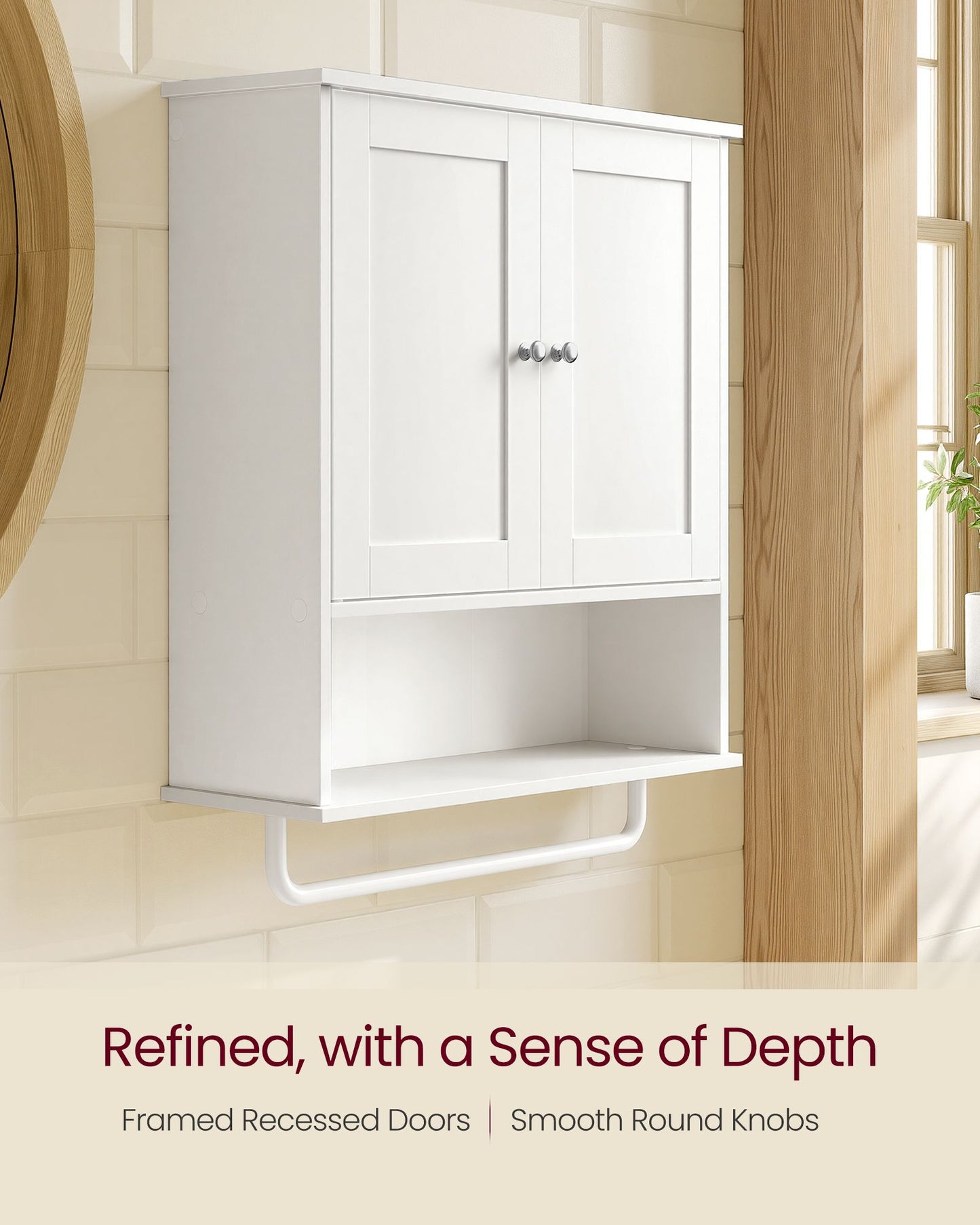 Hanging Bathroom Cabinet with Towel Rod - image 4