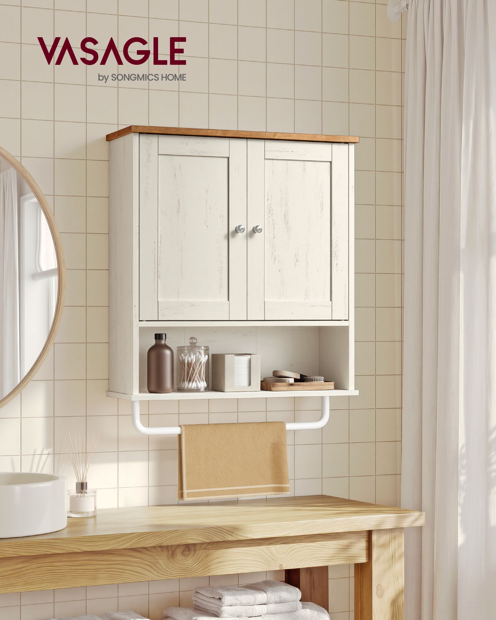 Hanging Bathroom Cabinet with Towel Rod - image 7