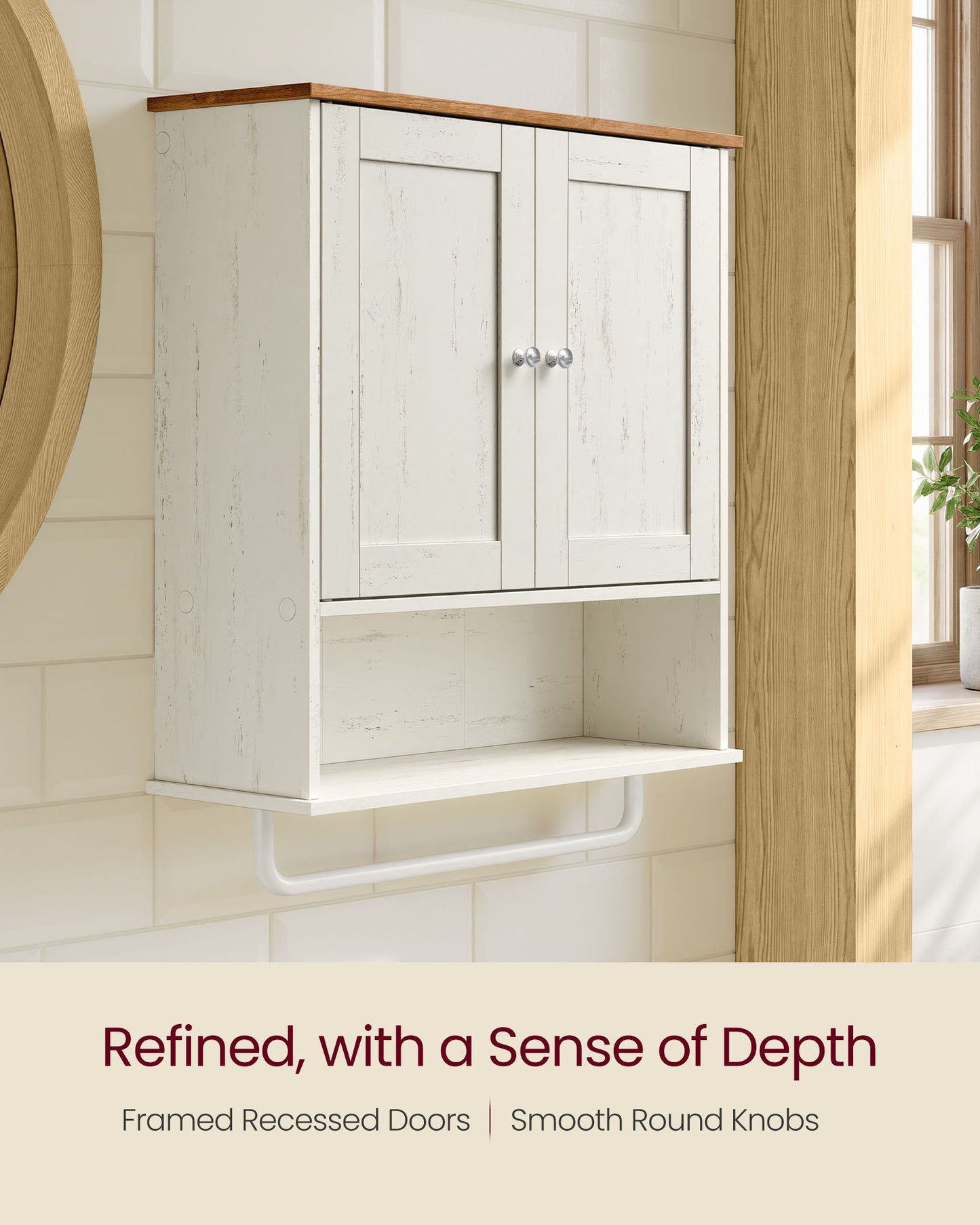 Hanging Bathroom Cabinet with Towel Rod - image 9
