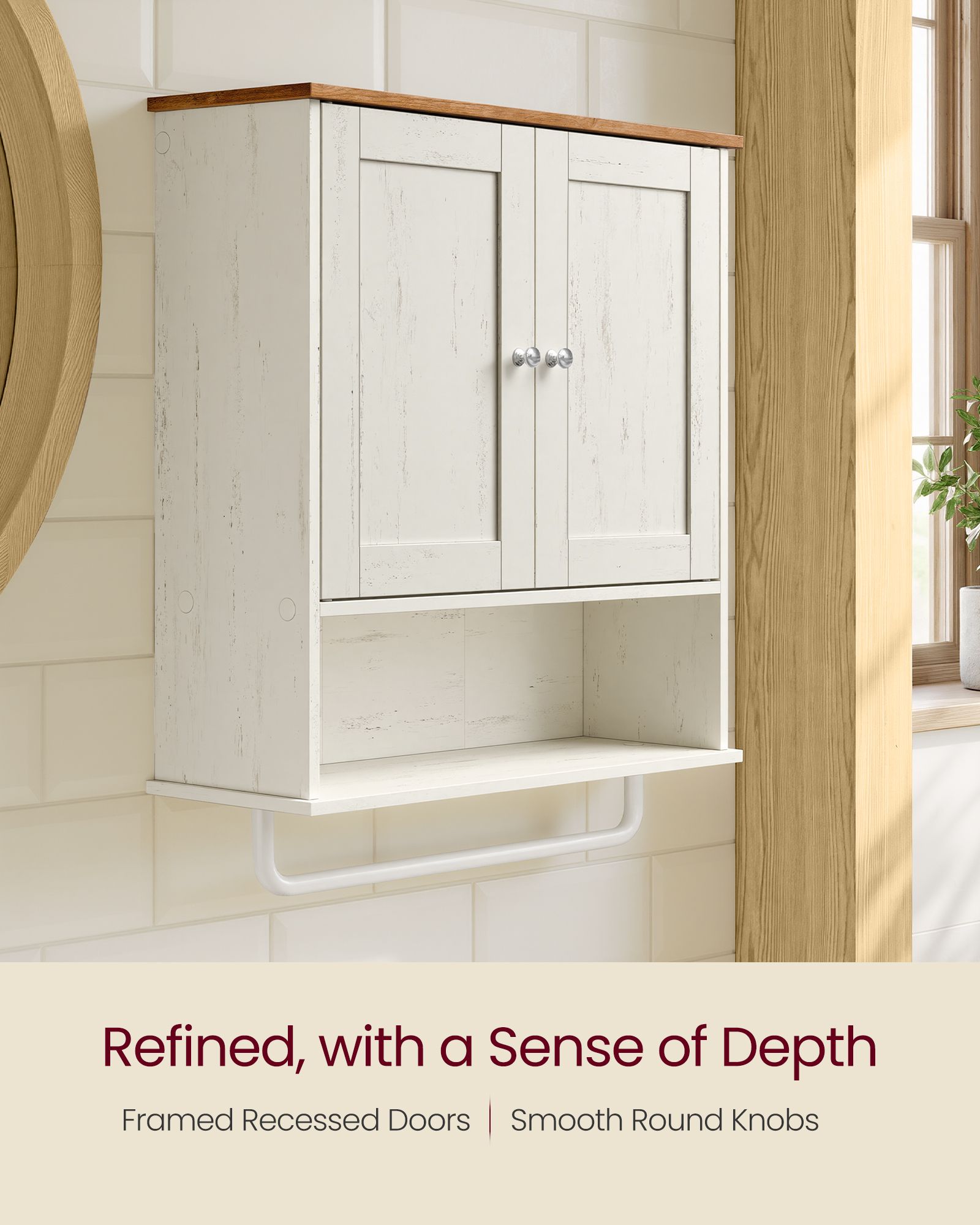 Hanging Bathroom Cabinet with Towel Rod - image 9