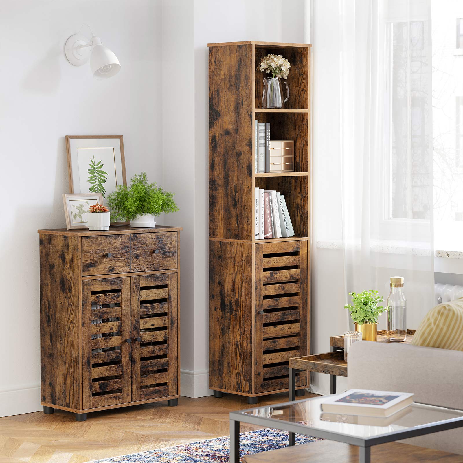 Floor Cabinet Rustic Brown - image 4