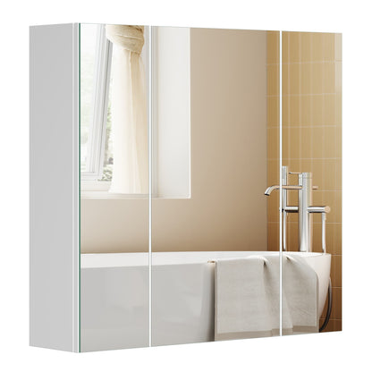 White Wall-mounted Storage Cabinet with 3 Mirrors - image 2