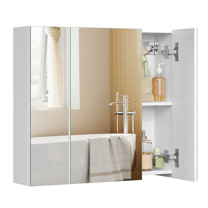 White Wall-mounted Storage Cabinet with 3 Mirrors - image 3