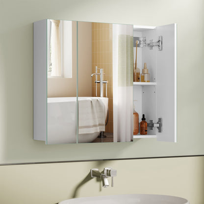 White Wall-mounted Storage Cabinet with 3 Mirrors - image 4