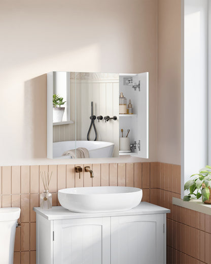 White Wall-mounted Storage Cabinet with 3 Mirrors - image 6