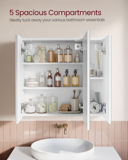 White Wall-mounted Storage Cabinet with 3 Mirrors - image 7