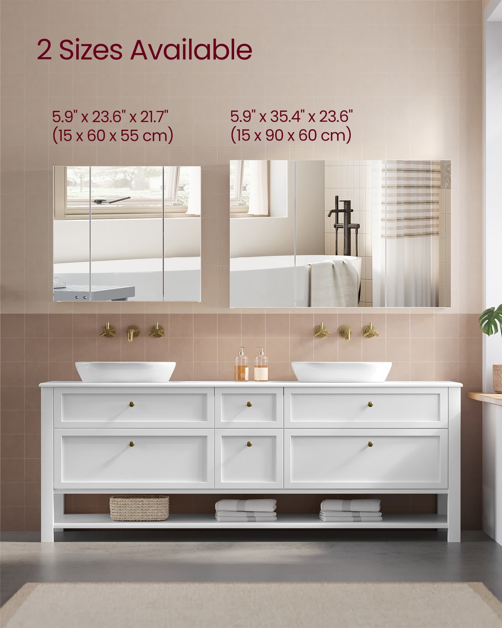 White Wall-mounted Storage Cabinet with 3 Mirrors - image 9