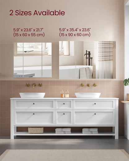 White Wall-mounted Storage Cabinet with 3 Mirrors - image 9