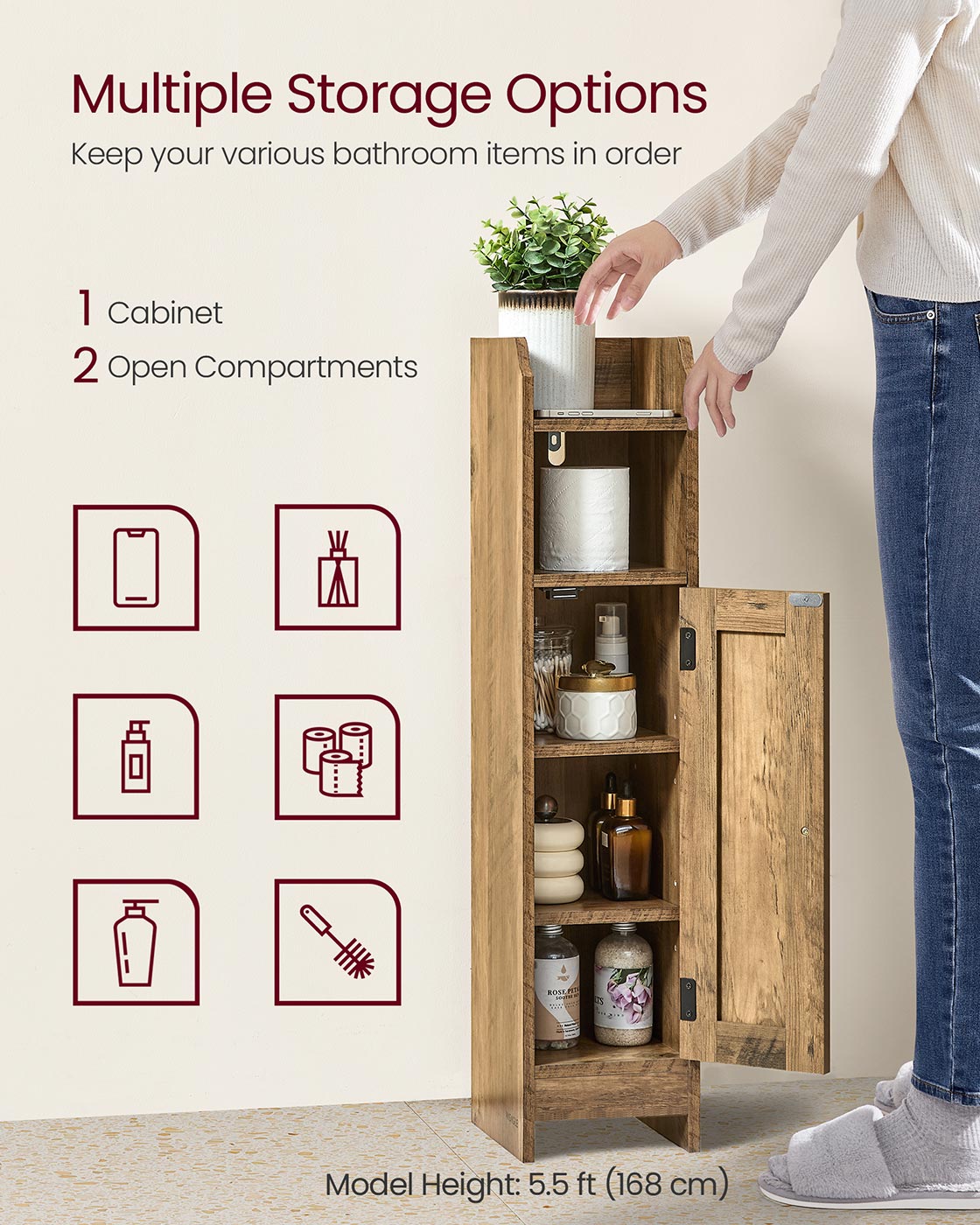 Small Bathroom Storage Corner Floor Cabinet with Door