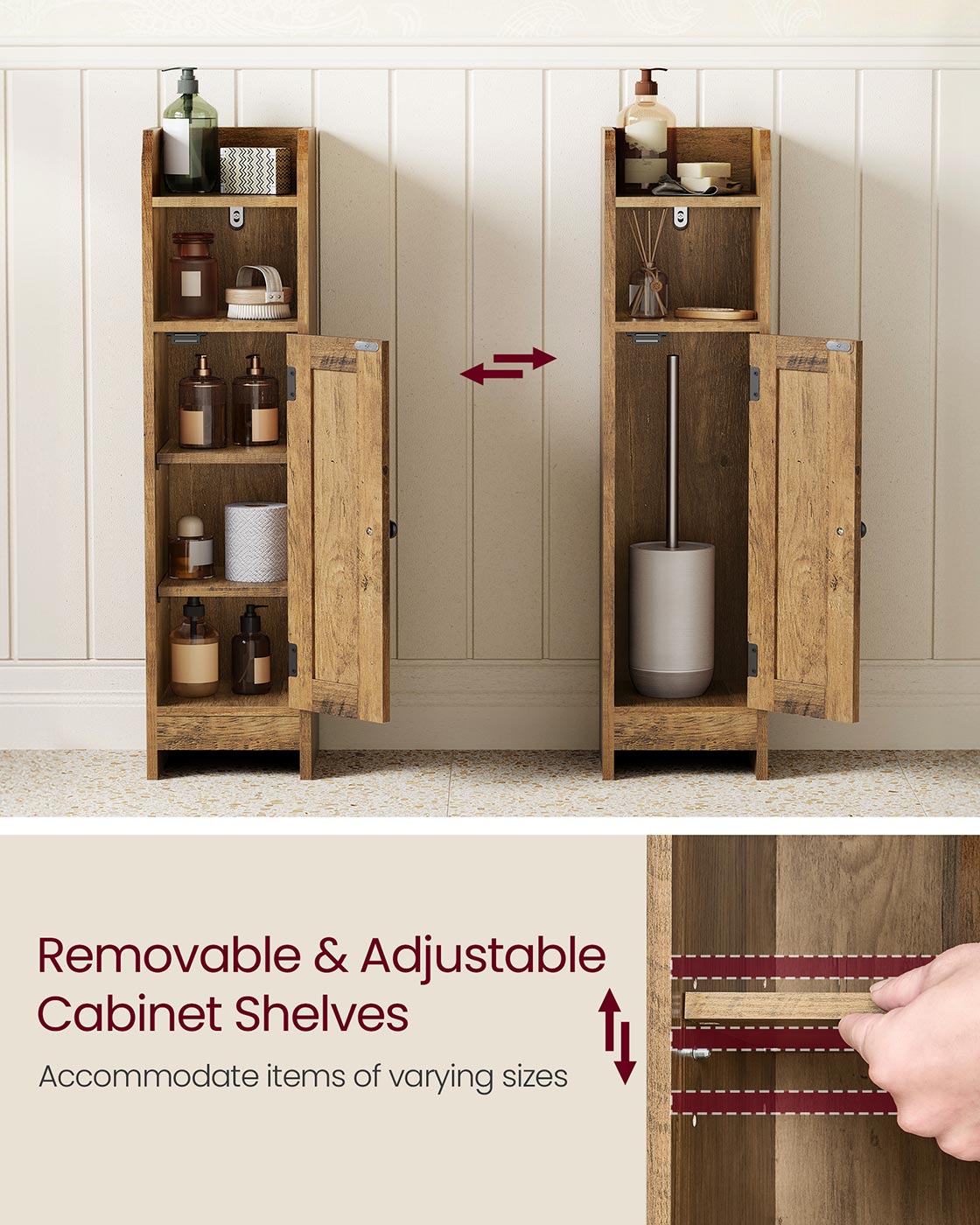 Small Bathroom Storage Corner Floor Cabinet with Door