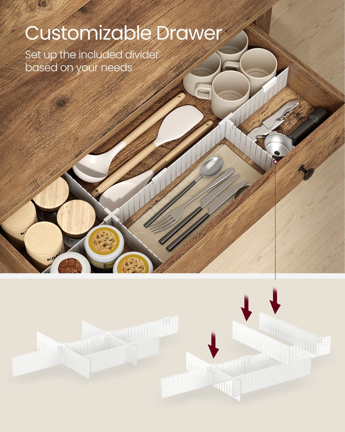 Coffee Bar Cabinet, Kitchen Storage Cabinet with Drawers