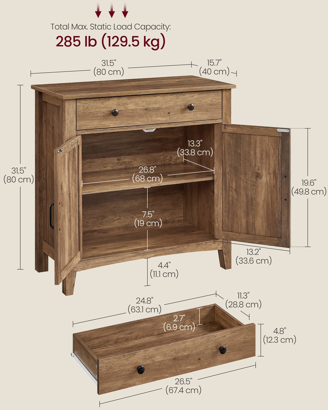 Coffee Bar Cabinet, Kitchen Storage Cabinet with Drawers
