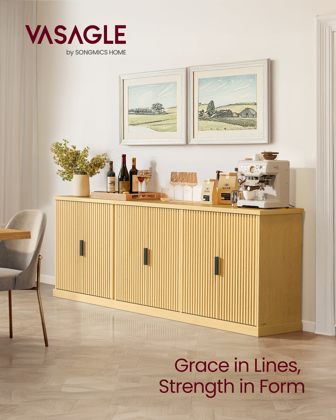 Sideboard with Adjustable Shelf Oak Beige - image 2