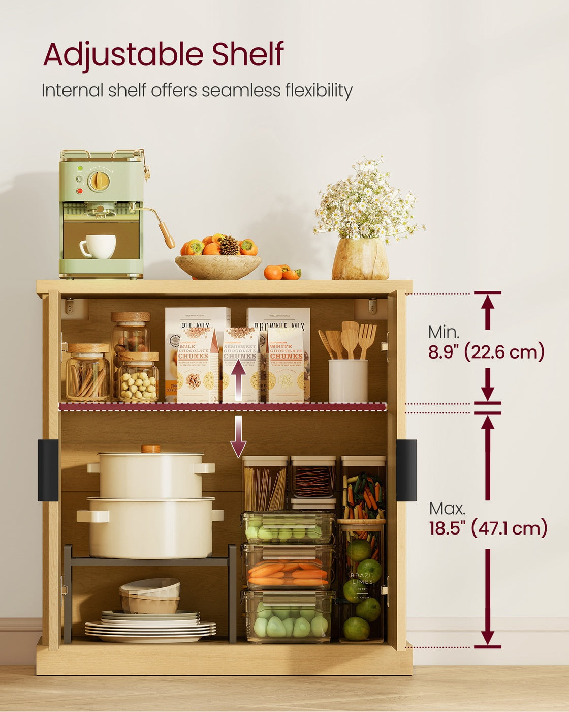 Sideboard with Adjustable Shelf Oak Beige - image 4