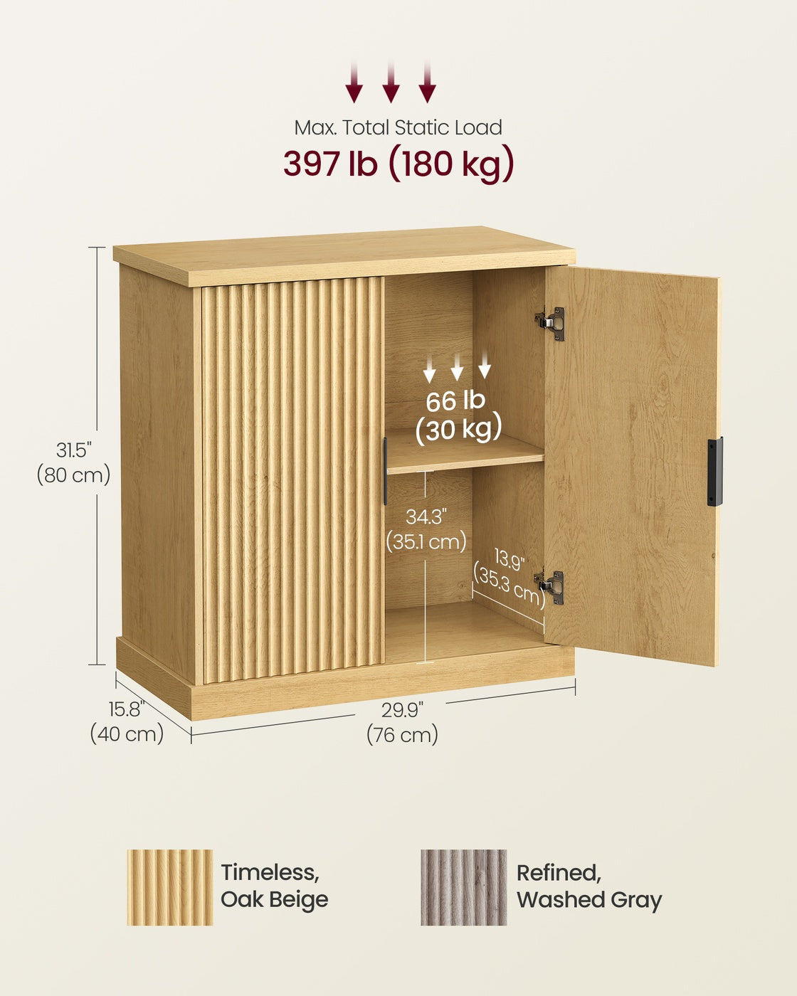 Sideboard with Adjustable Shelf Oak Beige - image 8