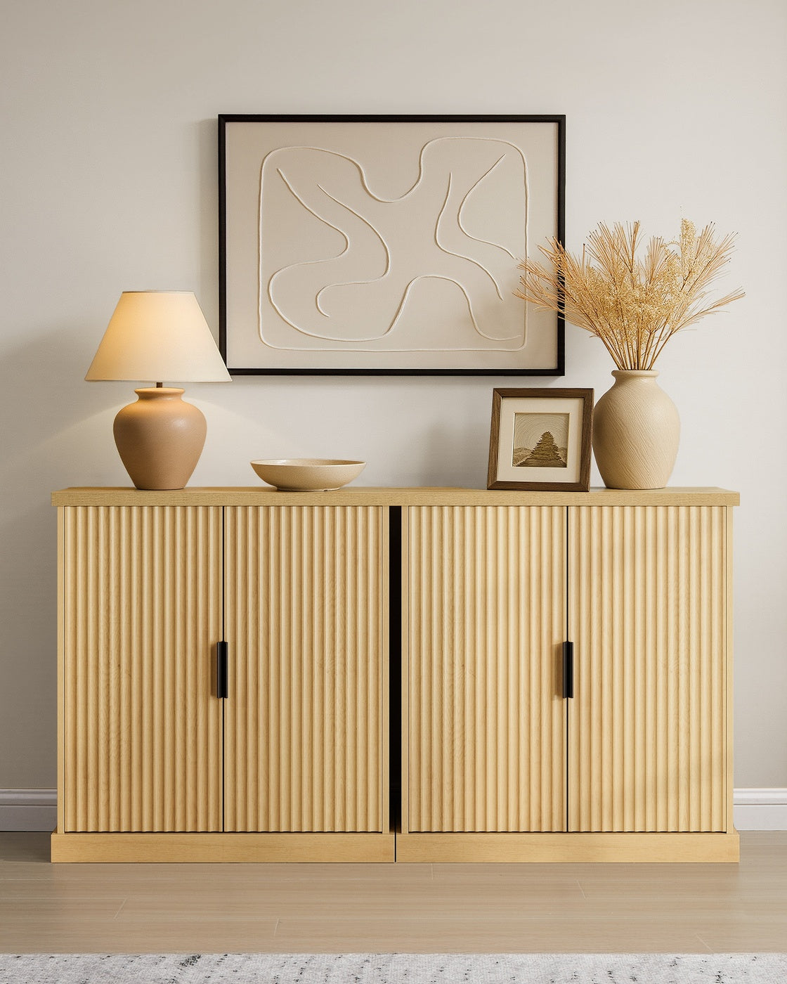 Sideboard with Adjustable Shelf Oak Beige - image 3