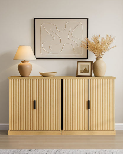 Sideboard with Adjustable Shelf Oak Beige - image 3