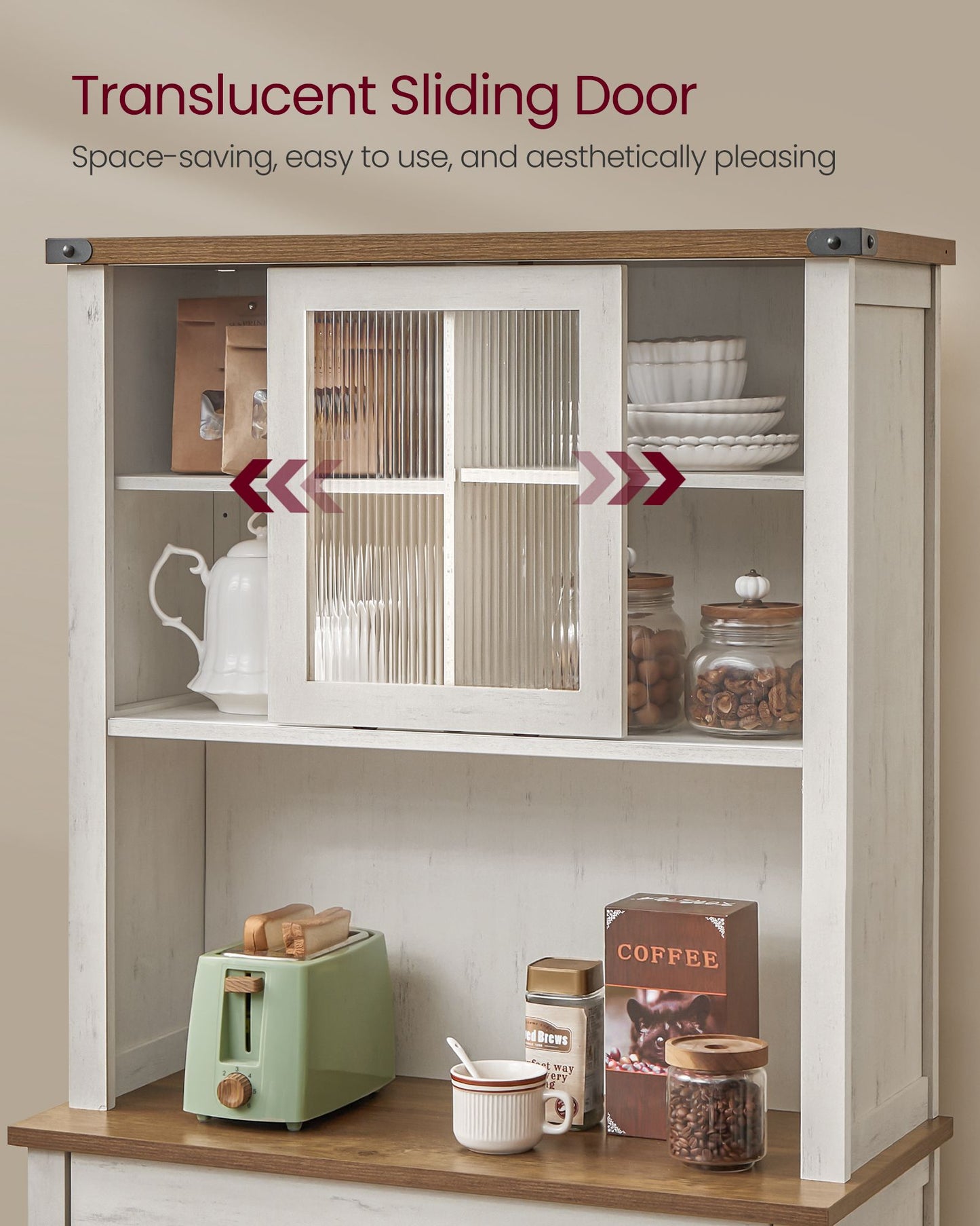 71" Pantry Cabinet with Lights and Charging Station