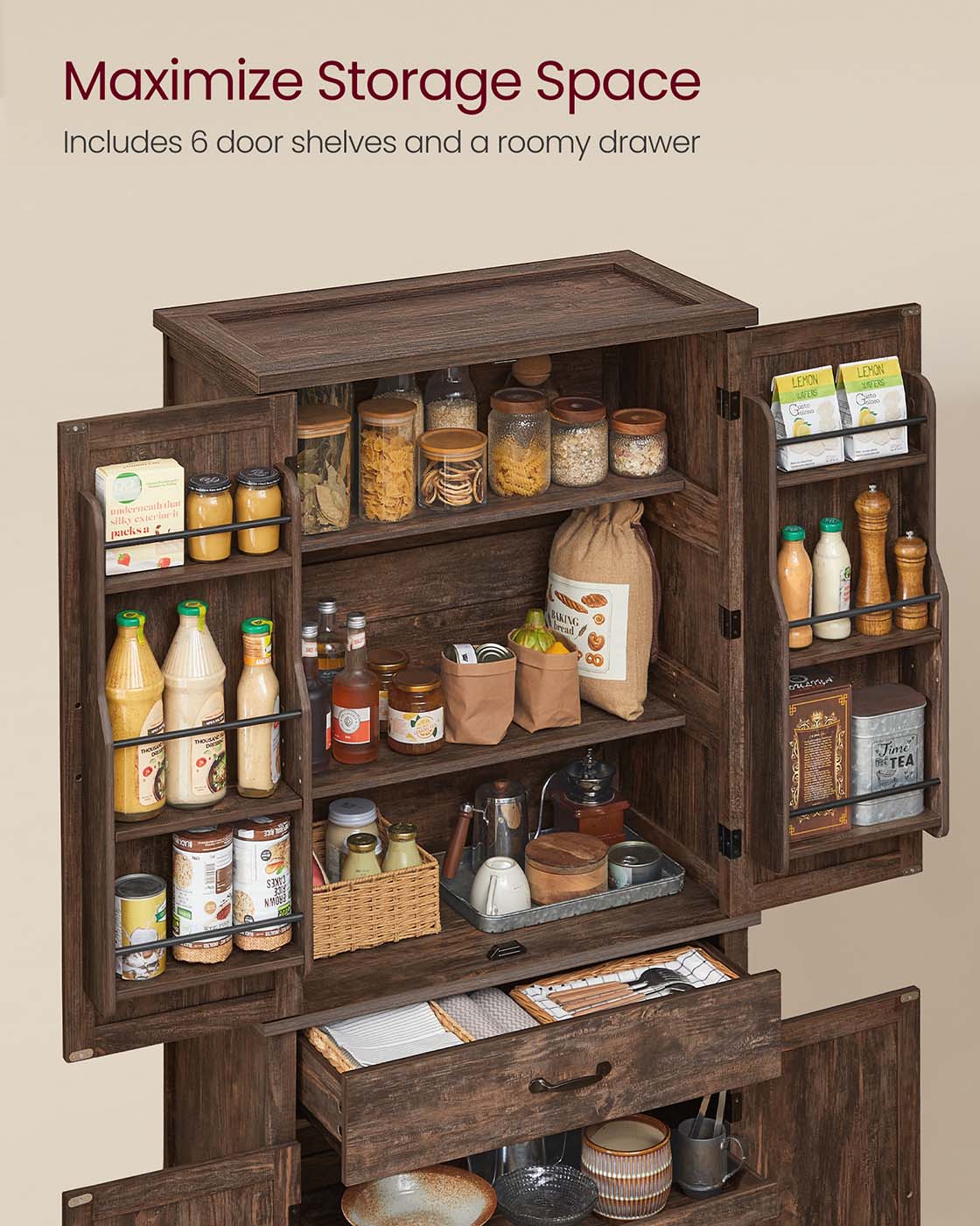 LIRY Collection - Pantry Cabinet with Barn Doors