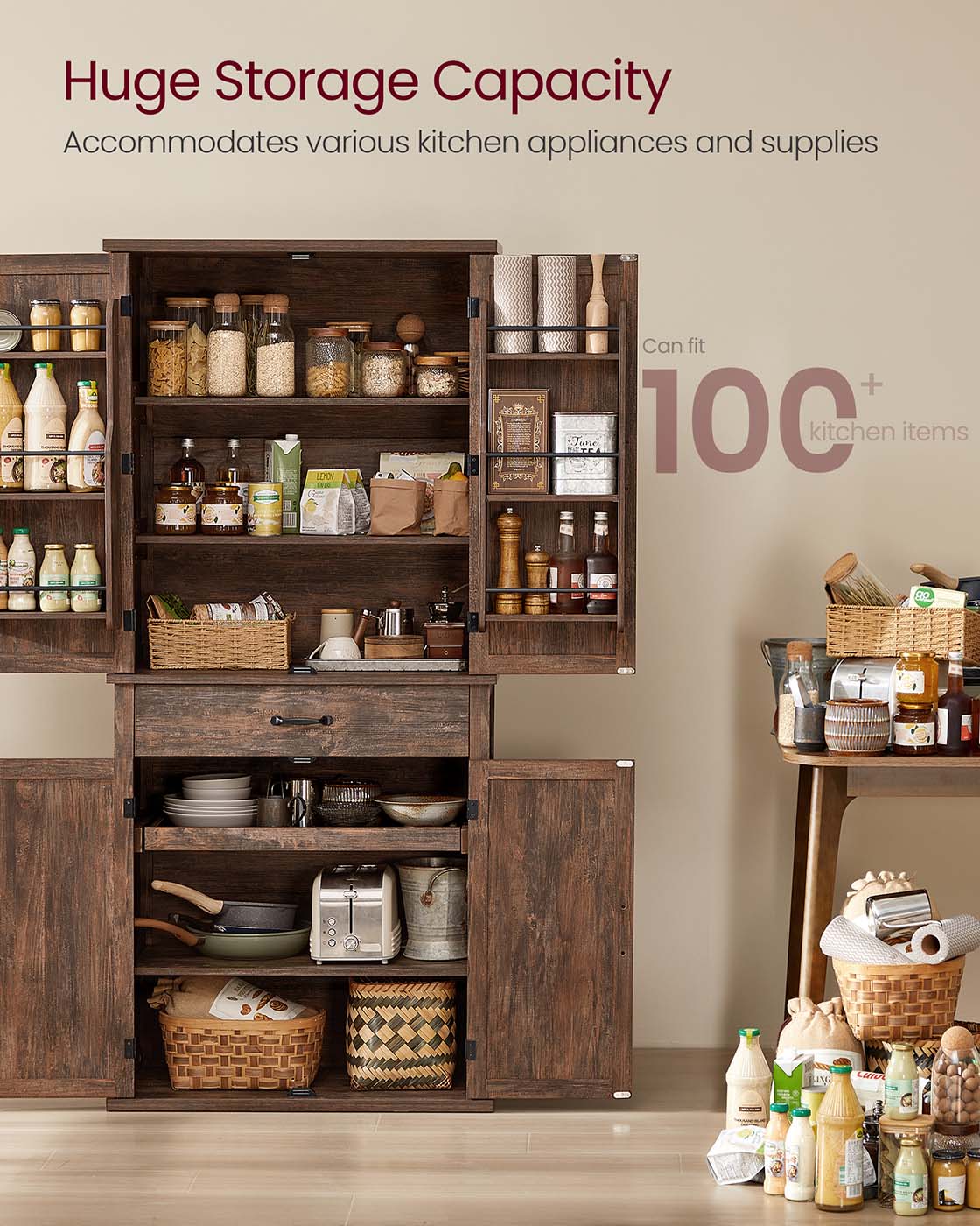 LIRY Collection - Pantry Cabinet with Barn Doors