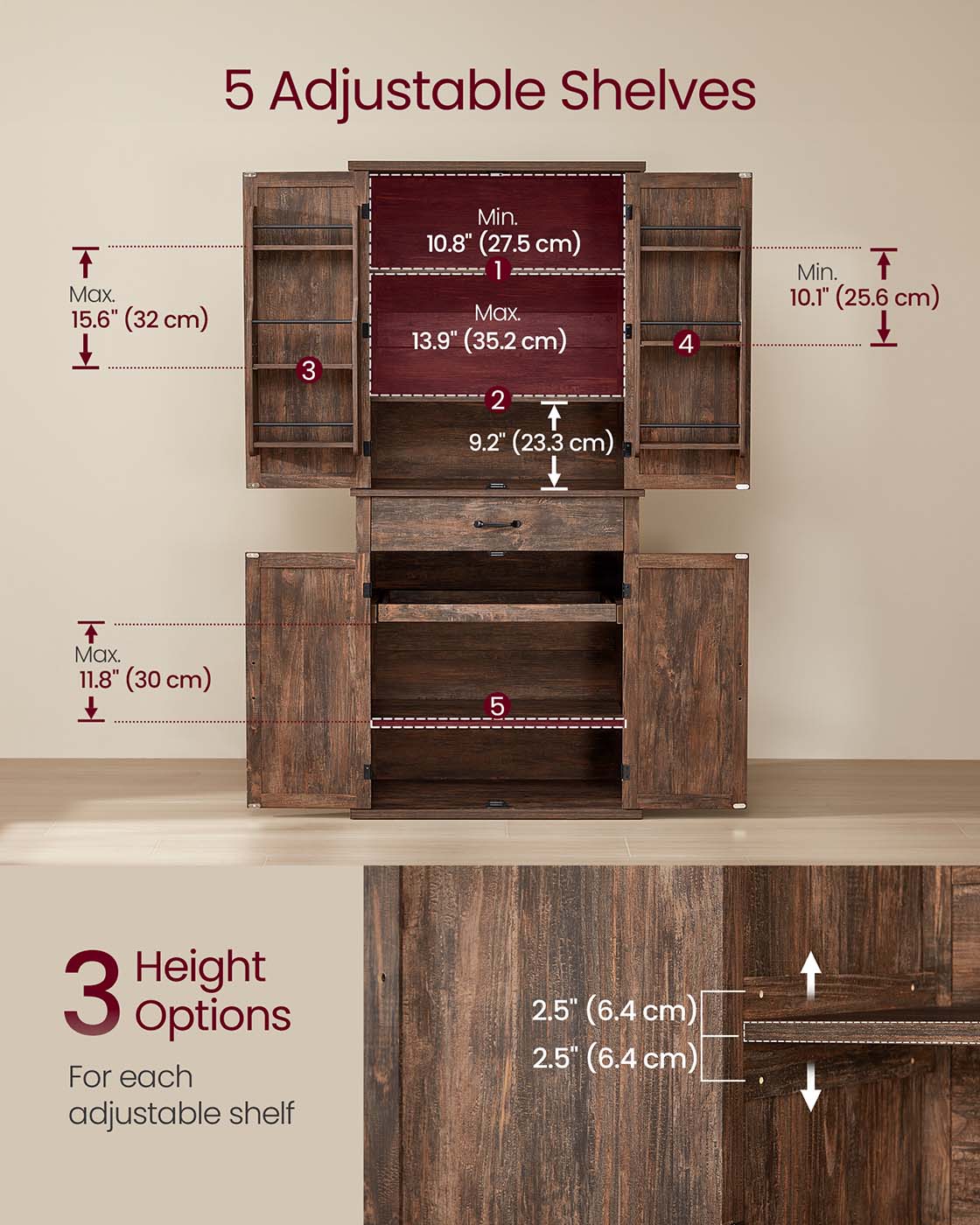 LIRY Collection - Pantry Cabinet with Barn Doors