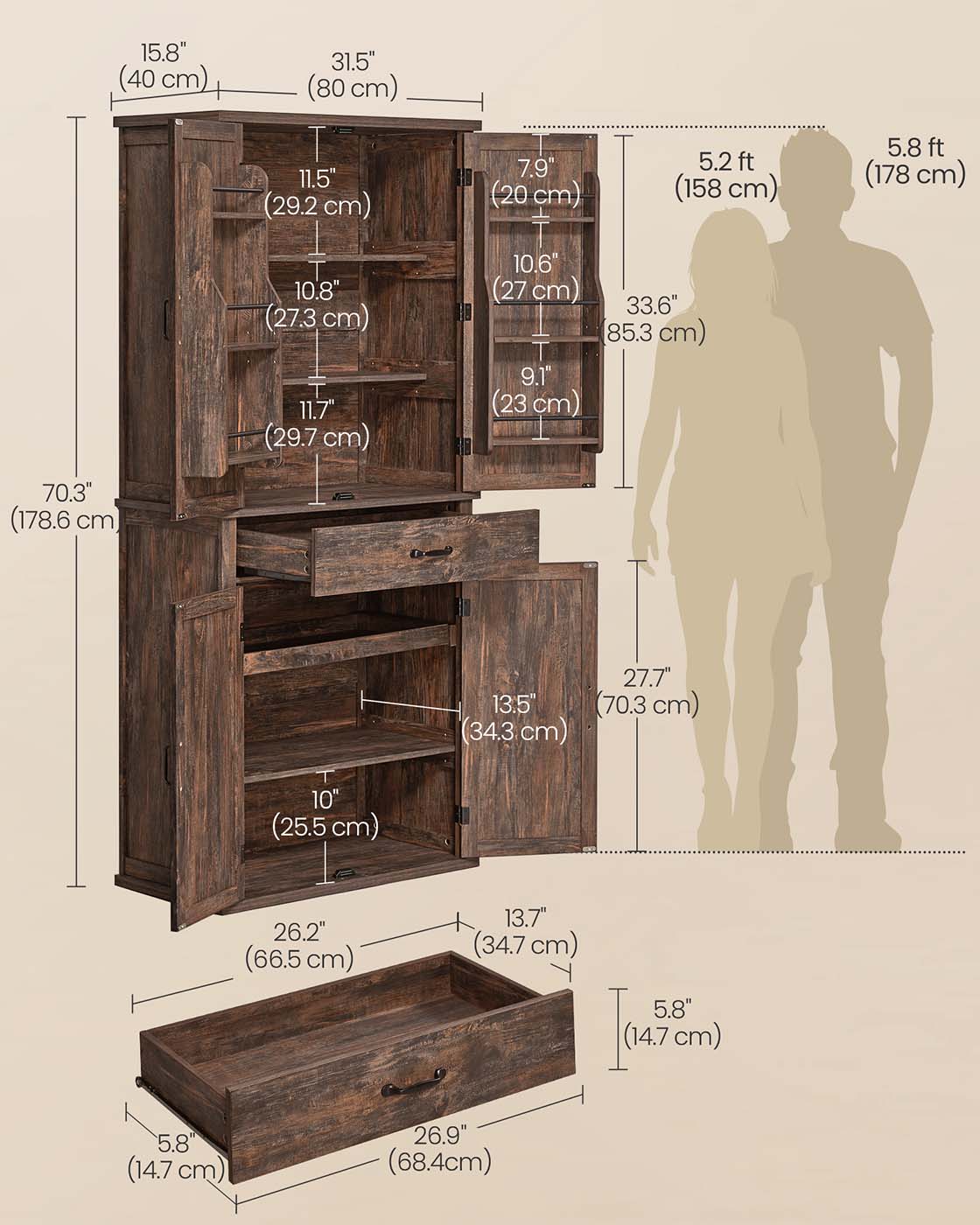 LIRY Collection - Pantry Cabinet with Barn Doors