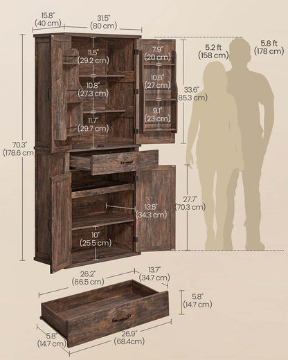 LIRY Collection - Pantry Cabinet with Barn Doors