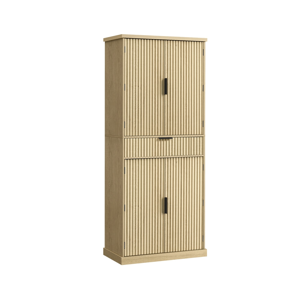 Pantry Cabinet, 15.7 x 30 x 71.7 Inches, Freestanding Tall Cupboard Storage Cabinet with a Drawer - Oak Beige