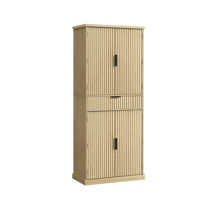 Pantry Cabinet, 15.7 x 30 x 71.7 Inches, Freestanding Tall Cupboard Storage Cabinet with a Drawer - Oak Beige