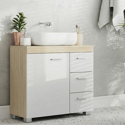 Pedestal Under Sink Bathroom Storage Cabinet, Bathroom vanity unit with 3 Drawers, 30 x 70 x 64 cm, White - image 16