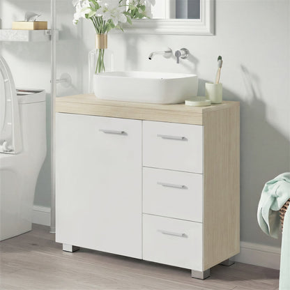 Pedestal Under Sink Bathroom Storage Cabinet, Bathroom vanity unit with 3 Drawers, 30 x 70 x 64 cm, White - image 17