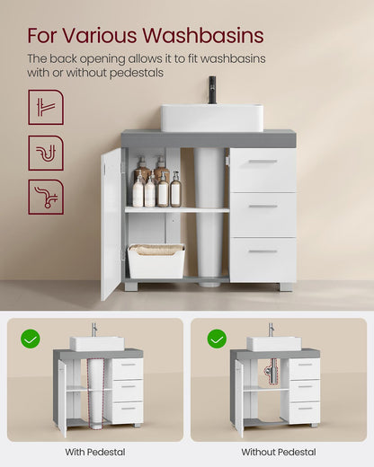 Under-Sink Bathroom Cabinet, 30 x 70 x 64 cm, Cloud White - image 14