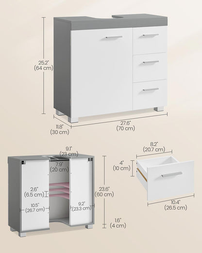 Under-Sink Bathroom Cabinet, 30 x 70 x 64 cm, Cloud White - image 17