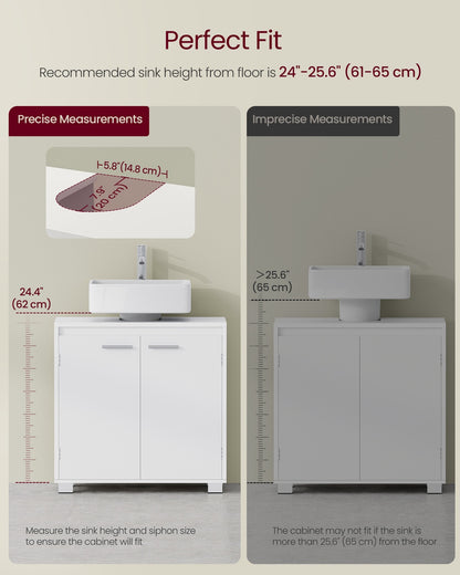 Under Sink Bathroom Cabinet with Storage Compartments, Natural Beige and Cloud White - image 14