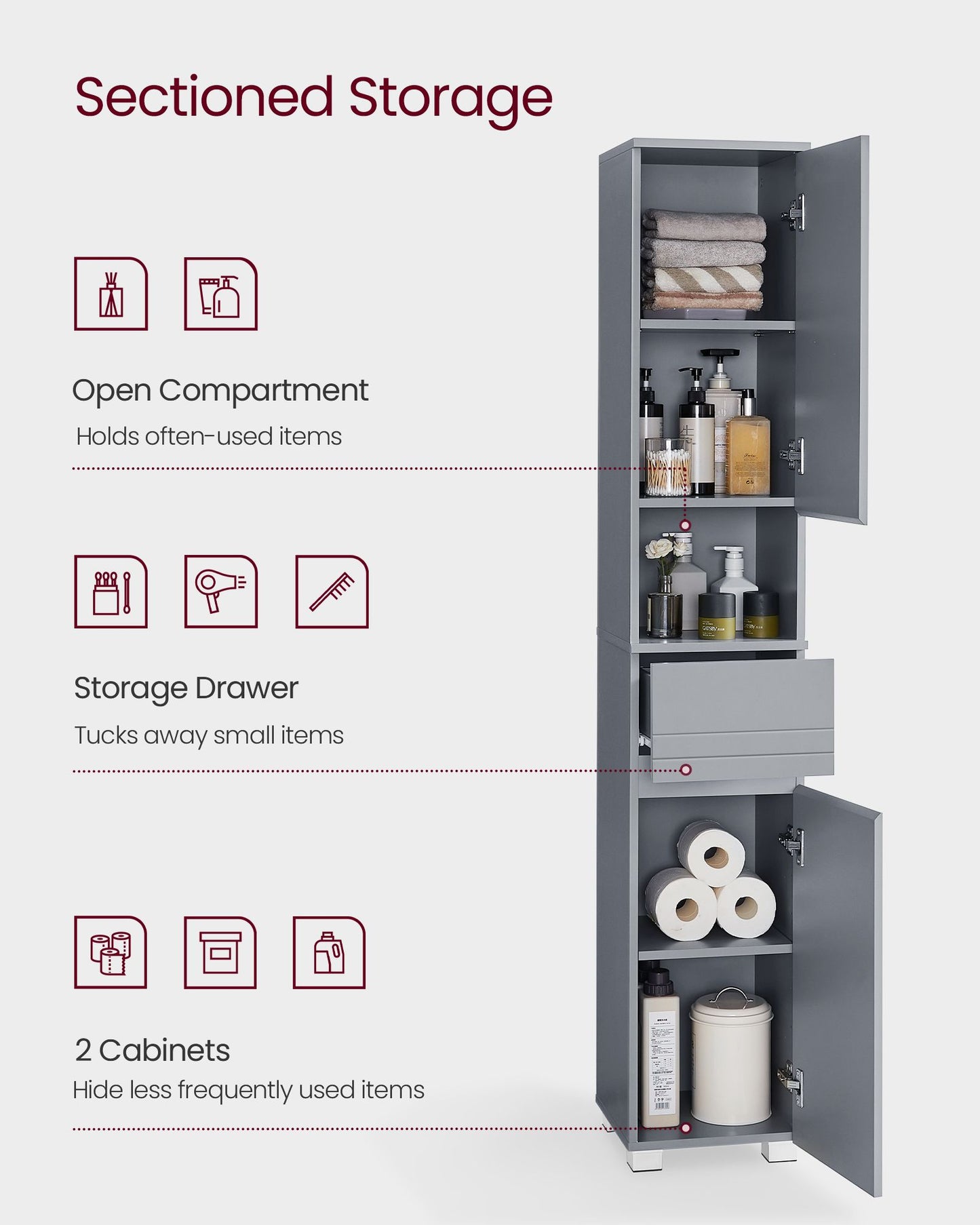 Slim Bathroom Storage Cabinet - HWLEXTRA 