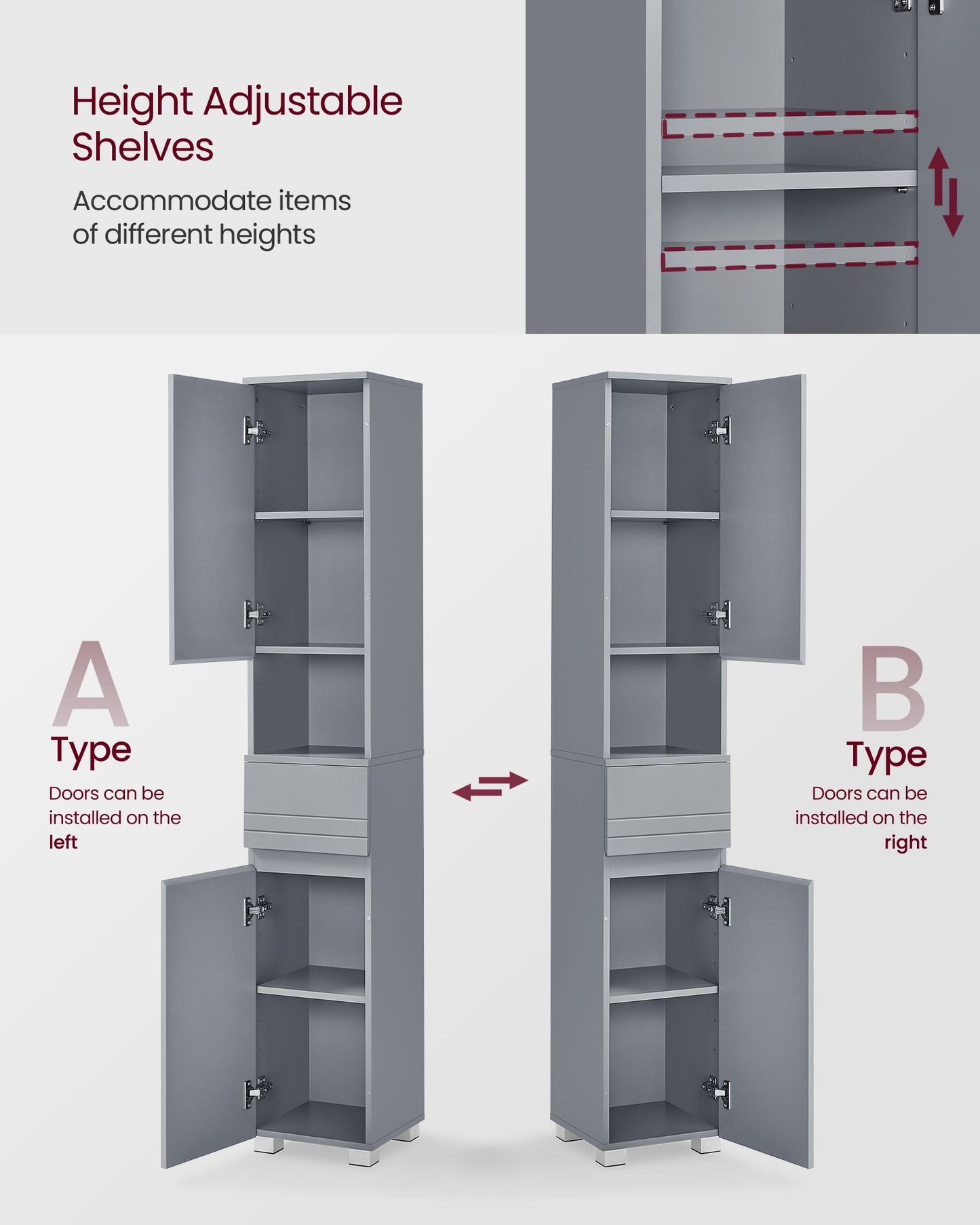 Slim Bathroom Storage Cabinet - HWLEXTRA 